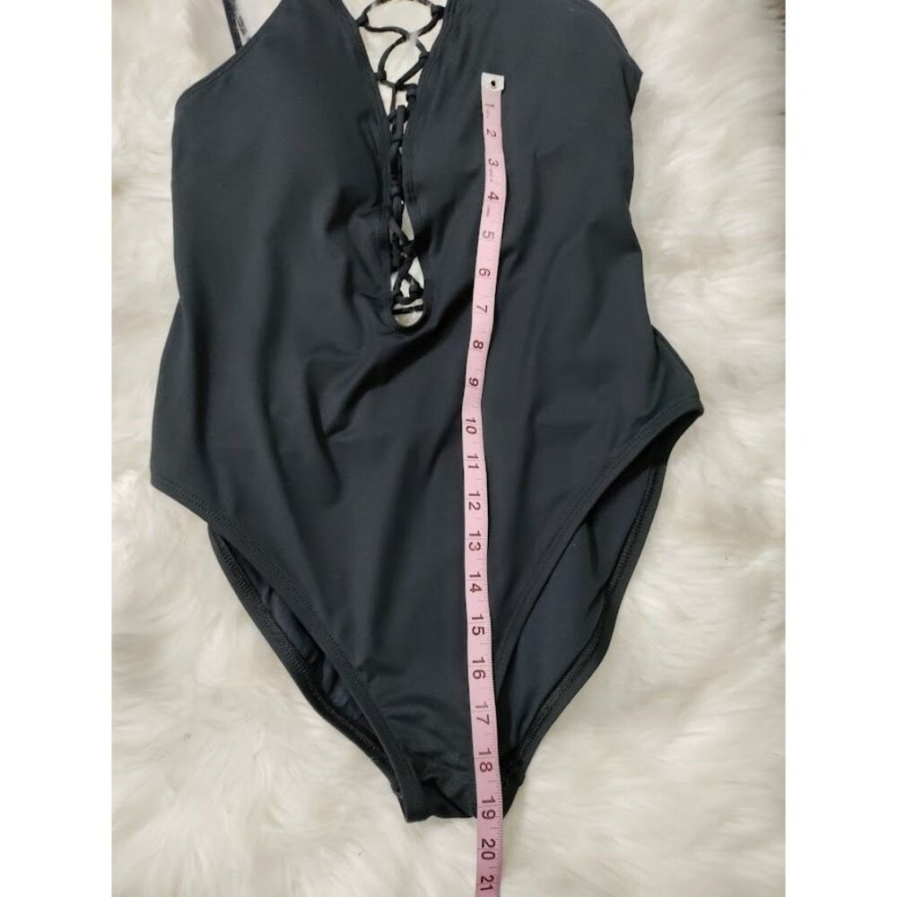 La Blanca One Piece Swimsuit Lace Up Criss Cross Swimwear Black Women's Size 12 - Picture 9 of 10